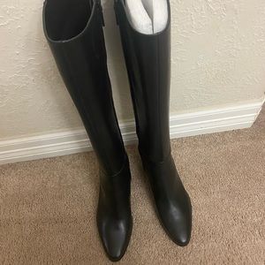 7.5 Black heeled Calvin Klein Women’s Freeda knee High Tall Boots. NEW WO tag